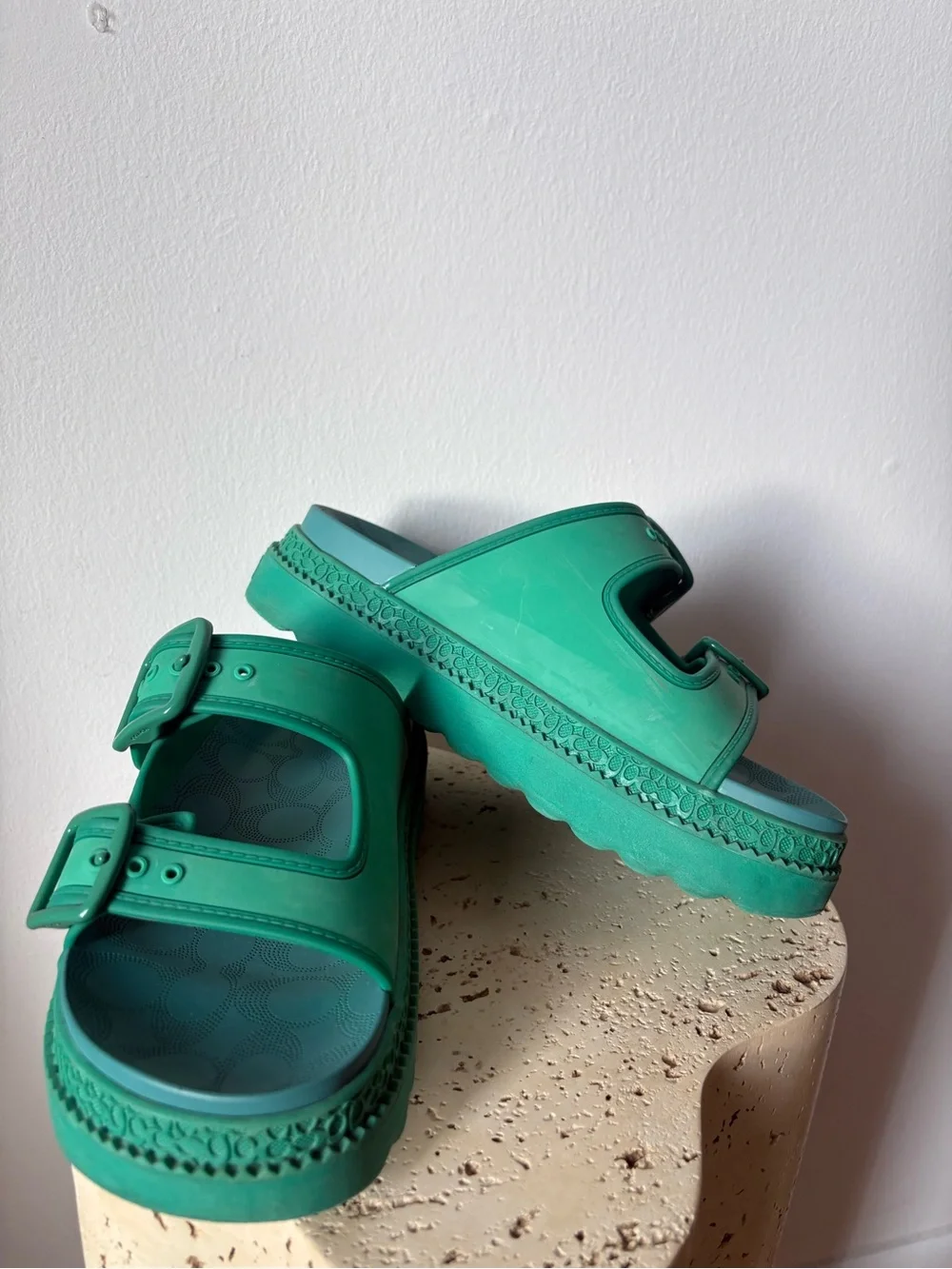 Coach- Bright Green Lucy Rubber Platform Sandals